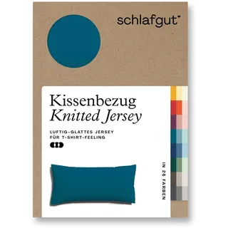 schlafgut Kissenbezug Premium Kissenbezug Knitted Jersey 40 x 80 cm Blau