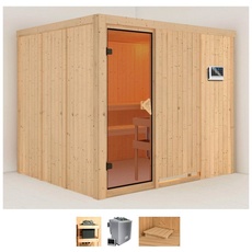 Bild Sauna »Gitte«, (Set), 9-kW-Bio-Ofen mit externer Steuerung beige