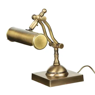 Schreibtischlampe Bankerlampe Messing Massiv 26 cm Verstellbar E14 Antik Retro