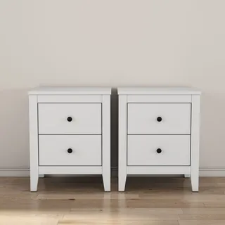 OTTO home Nachtkommode »Borkum Nachttisch Set im Landhaus Design weiß Bestseller« Set, 2 Schränke im Set, schwarze Griffe aus Metall, Nachttisch Set mit je 2 Schubladen, Beistelltisch