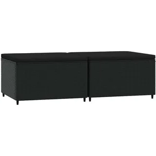 SYFAXTM Gartenhocker mit Kissen 2 Stk. Schwarz Poly Rattan - Schwarz