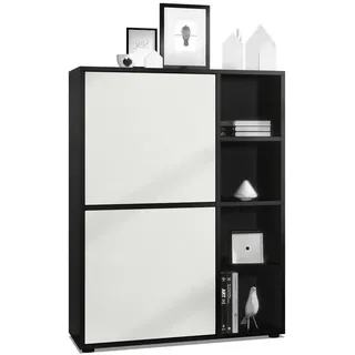 Vladon Highboard Cuba Türen in Weiß matt , Holzwerkstoff , 79x105.5x35.5 cm , Kleinmöbel, Kommoden, Highboards