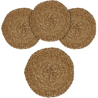 Platzdecken aus Seegras oder Wasserhyazinthe 38 cm - 4er Set - Rund | Naturmaterialien, Abwischbar, Nachhaltig