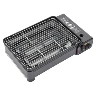 Tragbarer Gasherd - Camping Gasgrill - Butangas - Gusseisen-Grillplatte - Stahlgehäuse - Outdoor BBQ - Saubere Verbrennung