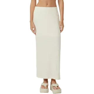 Midirock QS, Damen, Gr. 40, beige (light sand), Jersey, Obermaterial: 98% Polyester, 2% Elasthan, unifarben, schmal 3/4-Länge, Röcke Midirock, in Struktur-Optik
