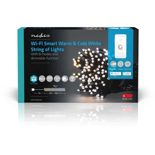 Nedis LED-Lichterkette spritzwassergeschützt 20 m Weiß