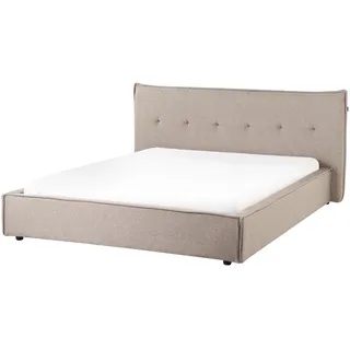 Beliani Polsterbett Taupe aus Leinen Stoff 160 x 200 cm mit Lattenrost Bettrahmen Schlafzimmer, - Beige, Schwarz