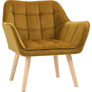 HOMCOM Einzelsessel Ohrensessel Relaxsessel Sessel mit Samt erhöhte Beine samtartiges Polyester skandinavisch Gelb 67 x 61,5 x 71 cm - Gelb