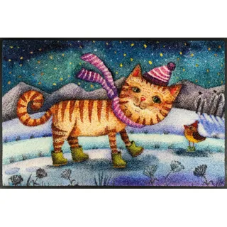 Wash+Dry WASH + DRY Fußmatte 50 x 75 cm Motiv LITTLE Boots", Winterliche Katze