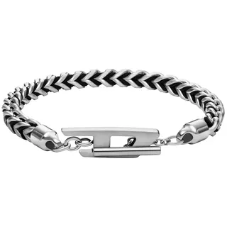 Diesel Herren-Armband aus Edelstahl mit Knebelverschluss, Graues Silber