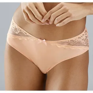 Tanga LASCANA "Vittoria", Damen, Gr. 32/34, rot (lachs), Obermaterial: 84% Polyamid (TACTEL), 16% Elasthan (LYCRA), körpernah, Unterhosen Tanga, mit Spitzeneinsätzen