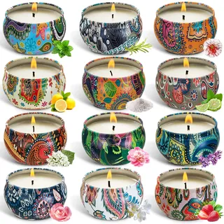 MAISITOO Duftkerze Aroma Kerzen,12PC Duftkerzen Geschenk Set,Aromatherapie Natürliches Sojawachs Aroma Kerze,für Weihnachten,Geburtstag,Muttertag,Valentinstag,Hochzeiten