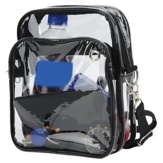 plplaaoo durchsichtige große Messenger-Tasche, Durchsichtige Stadiontasche, durchsichtige Crossbody Messenger-Umhängetasche, verstellbare schmutz- und Wasserabweisende transparente PVC-Umhängetas