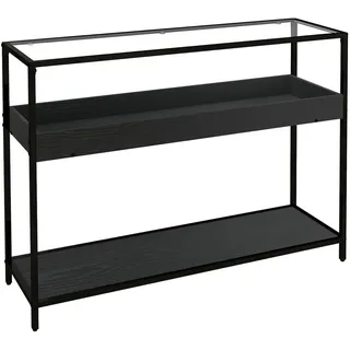 Homcom Konsolentisch mit 2 Regalen, 100L x 30B x 78Hcm , Schwarz , Metall, Kunststoff , 30x78x100 cm , Wohnzimmer, Wohnzimmertische, Konsolentische