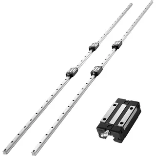 Vevor Linearführungen, HGR20, 2er-Pack 2000 mm Linearführungen & 4 Stk. Gleitblöcke, rostfreier & hochpräziser Satz, für Heimwerker, CNC-Fräsen, Drehmaschinen, Fräsmaschinen, 3D-Drucker