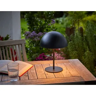Northpoint LED Metall Akku Tischlampe in Pilzform 28cm hoch Touch-Schalter Outdoor Lampenschirm Terassenleuchte Schwarz