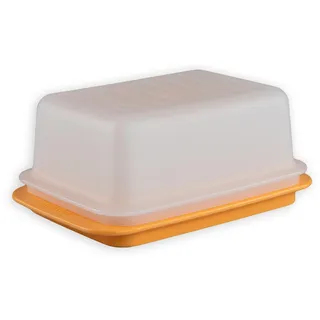 Tupperware Butterdose orange-weiß Butterschatz für Butter bis 6,5 cm Höhe! C21 (inkl.China- Löffel)