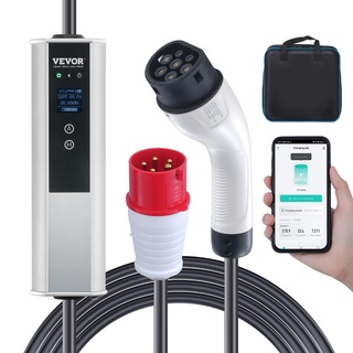 Vevor Typ2 EV Ladekabel 16A 3,68kW(einphasig)/11kW(dreiphasig) Elektroauto Ladegerät IP66 Wallbox 7,5m Kabel Ladekabel 4 Stufen der Stromanpassung (16A/13A/10A/8A) Ladegerät CEE 16-Stecker