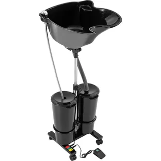 Mobiles Haarwaschbecken, Doppel-Eimer-Design, höhenverstellbar, elektrischer Pumpenmotor enthalten, schwarz
