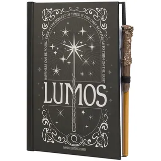 Grupo Erik Journal A5 Notizbuch Harry Potter Lumos mit Licht und Zauberstab Stift Hardcover Notizbuch Notizblock A5 Tagebuch - Offizieller Harry Potter Merch