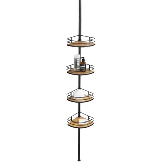 Wenko 24756100 Regal Freistehend Bambus, Edelstahl Schwarz, Holz