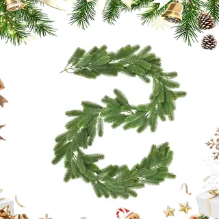 2.7m/8.86ft Weihnachtsgirlande, Tannengirlande Grün, Künstliche Tanne Girlande, Innen Außen Tannengirlande Weihnachtsdeko, Weihnachten Deko für Haus Treppen Kamin Haustür Mantel (2.7m)