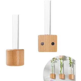 YFaith Reagenzglas Vase, 2 Stück 12,5 cm Kunststoff Reagenzgläser für Blumen, Magnetische Wandvase, Magnetische Reagenzgläser, Transparent Vasen Deko, für Büros, Schlafzimmer, Flure