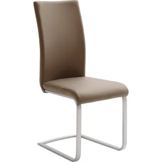 Novel Schwingstuhl , Edelstahlfarben, Hellbraun , Metall, Textil , Flachrohr , 42x102x58 cm , Stoffauswahl, Typenauswahl , Esszimmer, Stühle, Schwingstühle