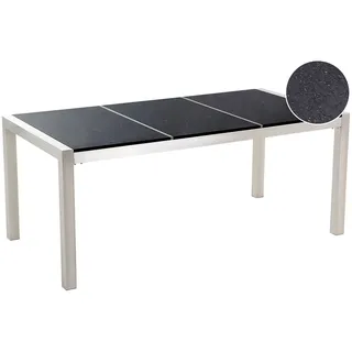 Beliani Gartentisch 180 x 90 x 74 cm Schwarz/Silber