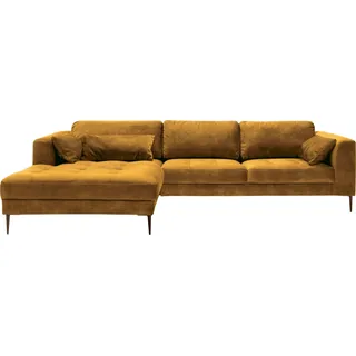 TRENDMANUFAKTUR Ecksofa »Luzi, wahlweise mit Schlaffunktion und Bettkasten bestellbar, L-Form«, Designsofa mit tollem Sitzkomfort, Metallfüße schwarz, Breite 280 cm TRENDMANUFAKTUR Golden Orange