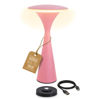 8 seasons design Tischlampe kabellos, dimmbar, Outdoor & Indoor - Hello Space - USB Ladestation, 27cm, Aluminium (pink), LED warmweiß bis kaltweiß, Touch Control, Akku Tischleuchte