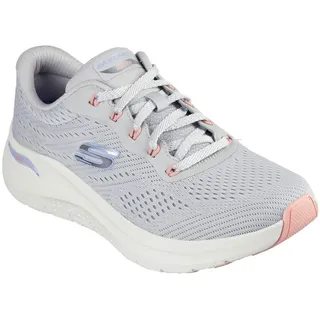 SKECHERS Damen Arch Fit 2.0 Big League Sports Shoes, Hellgraues Netzgewebe, Periwinkle-Korallenbesatz, 40