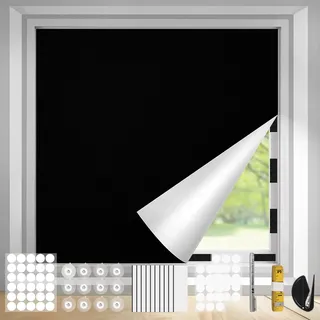 LALAGO 300 x 145cm Dachfenster Verdunkelung mit 35 Klett und 12 Saugnäpfen, 100% Verdunklung-sstoff und -srollos Blackout Innen ohne Bohren für Fenster und Velux für Schlaf- und Kinder-Zimmer, Auto