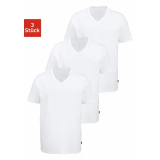 Bruno Banani T-Shirt 3er-Pack, 3 Stk. mit V-Ausschnitt, perfekte Passform, aus elastischer Baumwolle, weiß,