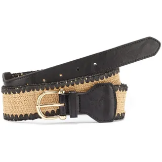 LASCANA Taillengürtel, Stretchgürtel, elastischer Gürtel in Bast-Optik für Kleid & Overall, schwarz