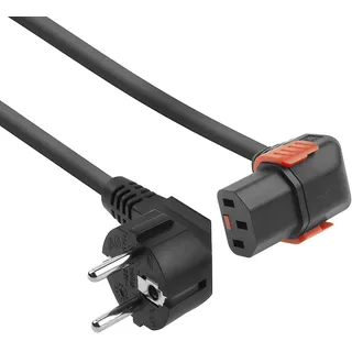 Act C13 IEC Lock+ Netzkabel, Kaltgerätekabel 1 Meter, C13 Buchse (unten gewinkelt) nach CEE 7/7 Stecker, für PDU, Server, Netzwerkgeräte – AK5255