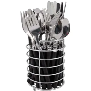 Bo-Camp - Besteck-Set - Im Korb - 24 Teile - 6 Personen - Schwarz