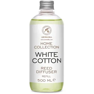 Raumduft Diffuser Nachfüller Weiße Baumwolle 500 ml - Nachfüller für Duftdiffusor - Reed Diffuser Refill - Raumbeduftung - Zimmerduft Lufterfrischer - Frischer und Langanhaltender Aroma - Raumluft
