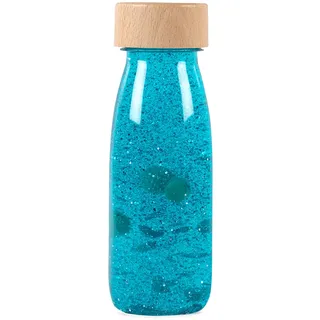 PETIT BOUM - Sensorikflasche Float Türkis | EIN Mikrokosmos in jeder Flasche | Entdecke, Höre und Lerne | Sensorische Stimulation | Sensorikflaschen für Kinder