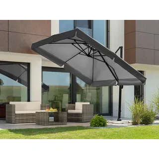 Schneider Ampelschirm , Anthrazit , Textil , 359x273x300 cm , 360° drehbar, lichtecht, UV-beständig, verrottungsfest, mit Belüftung , Sonnenschutz, Sonnenschirme