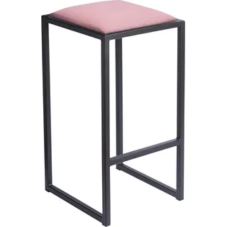 FERRO Barhocker 64 cm Rose – Moderner Metall Barstuhl ohne Lehne im Loft-Stil mit Gepolstertem Sitz - Rosa