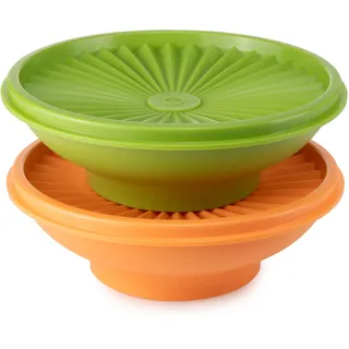 Tupperware Sonnenschüssel 400 ml orange + 400 ml grün Salatschüssel Servierschüssel Schale Schälchen(incl Käsemesser Haushaltshelfer)