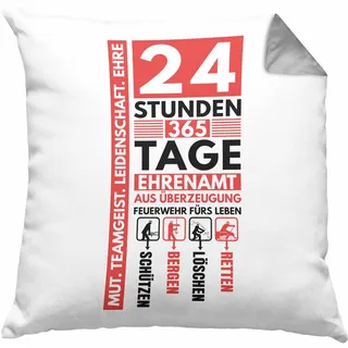 Trendation Freiwillige Feuerwehr Kissen mit Füllung 40x40 Geschenk Feuerwehrmann (Grau)