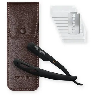 Störtebekker Shaving Accessories Störtebekker® Premium Rasiermesser im handgefertigten Lederetui + Alaunstift - Straight Razor mit Rasurguide [10 Störtebekker Klingen] - Geschenkidee - Rasiermesser Set - Nassrasierer in Top-Qualität