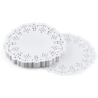 150 Stück Rund Papierdeckchen, 3,5 Zoll Runde Papier Tischsets Deckchen Kuchenmatte Papier für Hochzeit, Geburtstag, Kuchen, Desserts, Geschirr Lebensmitteldekoration Disposable Lace Doilies Paper