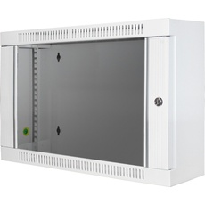 Digitus 106057 Wandschrank für Netze und Elektrogeräte, 6 Einheiten, 19 Zoll, Tiefe 150 mm, Glas, grau