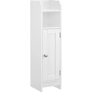 VASAGLE Toilettenschrank, Badezimmerschrank, Badezimmerschrank, schmales Badezimmerregal, verstellbare Einlegeböden, platzsparend, einfache Montage - Weiß