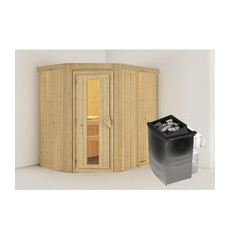 KARIBU Sauna »Vijandi«, inkl. 9 kW Saunaofen mit integrierter Steuerung, für 3 Personen - beige