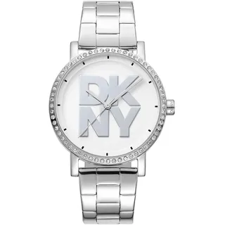 Dkny Soho Logo 36 Mm Damenuhr - Silver Grey / Silver Grey / White / Mineral - One Size