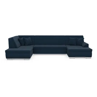 DOMO collection Eckcouch Polyester U-Form 3-Sitzer Blau